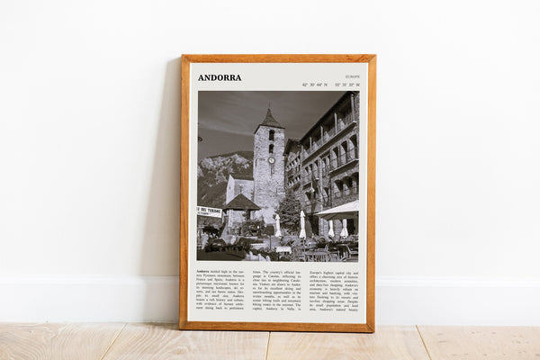 Andorra Europe Wall Art Poster Poster Andorra Europe  Black White Poster  Poster  Art Gift 1696725755