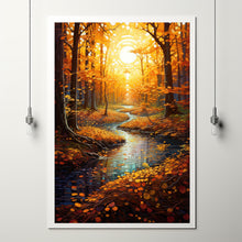 Fall Forest Landscape Art Print | River Landscape Autumn Colors | Fantasy Painting | Perfect To Gift Fantasy Lovers