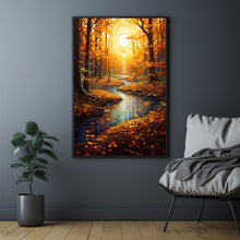 Fall Forest Landscape Art Print | River Landscape Autumn Colors | Fantasy Painting | Perfect To Gift Fantasy Lovers