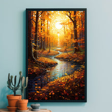 Fall Forest Landscape Art Print | River Landscape Autumn Colors | Fantasy Painting | Perfect To Gift Fantasy Lovers