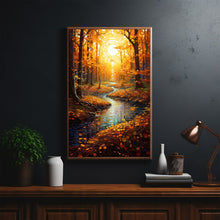 Fall Forest Landscape Art Print | River Landscape Autumn Colors | Fantasy Painting | Perfect To Gift Fantasy Lovers