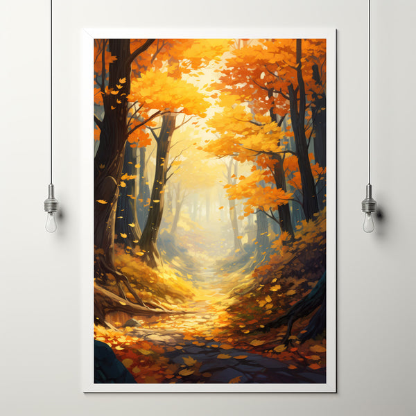Autumn Forest Trail Art Canvas - Realistic Landscape Painting - Fall Home Wall Decor - Perfect To Gift Landscape Lovers