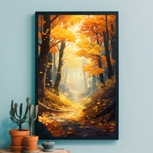 Autumn Forest Trail Art Canvas - Realistic Landscape Painting - Fall Home Wall Decor - Perfect To Gift Landscape Lovers