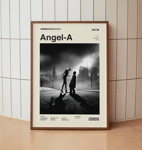 Angel-A Vintage Movie Poster - Luc Besson -  Midcentury Minimalist Wall Art Print 1491961914