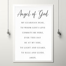 Angel of God My Guardian Dear Prayer Wall Art Print, Guardian Angel Prayer Wall Art, Catholic Prayer Print Nursery Wall Art