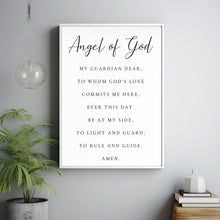 Angel of God My Guardian Dear Prayer Wall Art Print, Guardian Angel Prayer Wall Art, Catholic Prayer Print Nursery Wall Art