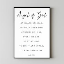 Angel of God My Guardian Dear Prayer Wall Art Print, Guardian Angel Prayer Wall Art, Catholic Prayer Print Nursery Wall Art