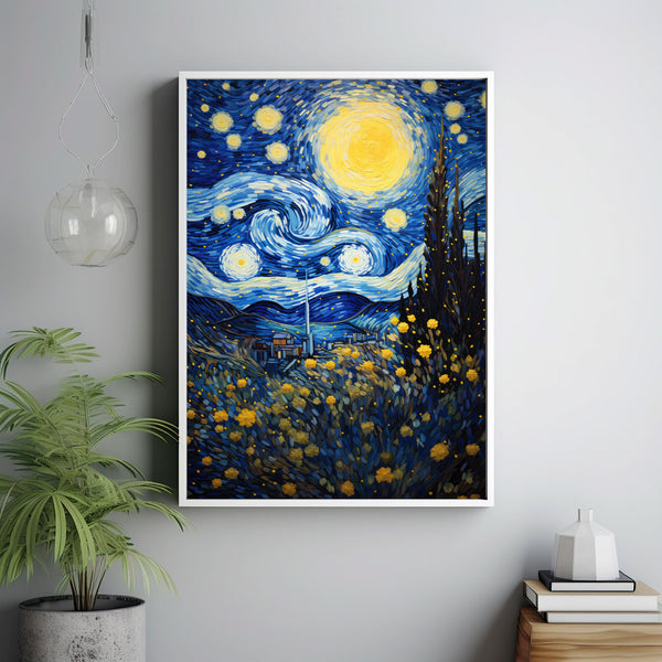 Starry Night Van Gogh Poster - Gift Idea - Art Wall - Starry Night Metallic Poster