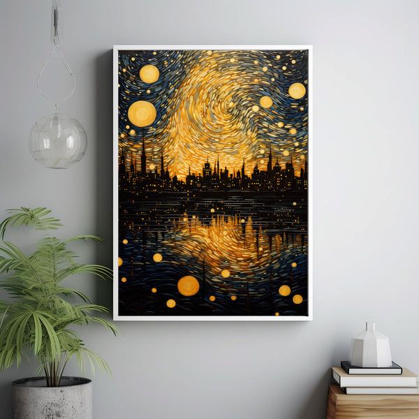 Starry Night Van Gogh Poster - Gift Idea - Art Wall - Starry Night Metallic Poster