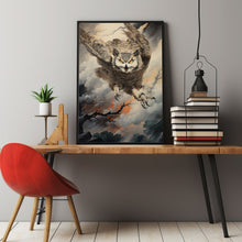 Flying Owl Poster - Enchanting Witchy Room Decor | Cottagecore Prints | Farmhouse Style Nature Aesthetic | Antique Oil Painting Art