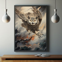 Flying Owl Poster - Enchanting Witchy Room Decor | Cottagecore Prints | Farmhouse Style Nature Aesthetic | Antique Oil Painting Art