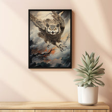 Flying Owl Poster - Enchanting Witchy Room Decor | Cottagecore Prints | Farmhouse Style Nature Aesthetic | Antique Oil Painting Art