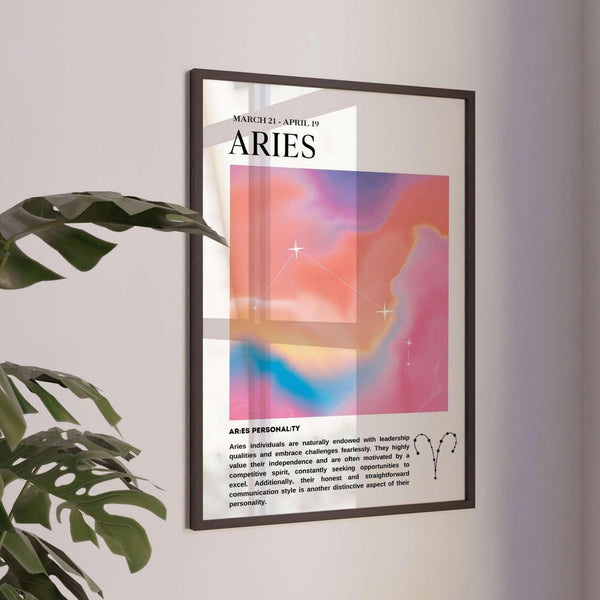 Aries Zodiac Wall Art  Astrology Print  Aura Poster  Star Sign Wall Art  Spiritual Print   High Quality 1556797544
