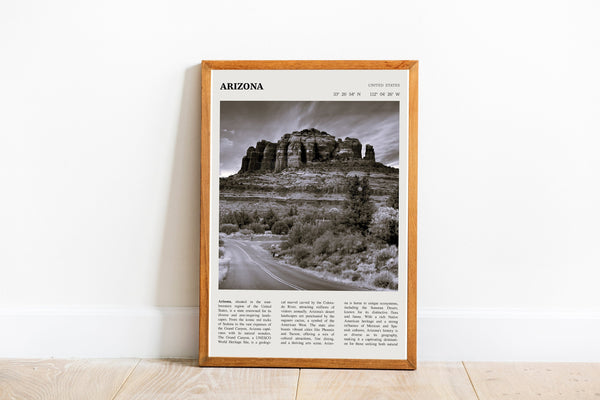 Arizona State Wall Art Poster Poster  Arizona State Black White Poster  Poster  Art Gift 1695490597