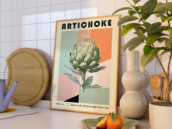 Artichoke Decorative Kitchen Print Bauhaus Poster Vintage Decoration