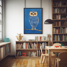 Standing Owl with Smile - Chinese Sanyu Style Painting Poster | Traditional Art with a Modern Twist