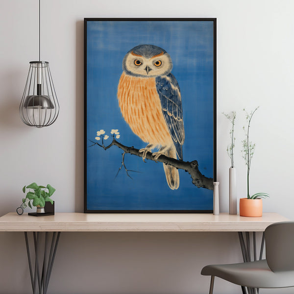 Standing Owl with Smile - Chinese Sanyu Style Painting Poster | Traditional Art with a Modern Twist