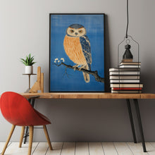 Standing Owl with Smile - Chinese Sanyu Style Painting Poster | Traditional Art with a Modern Twist