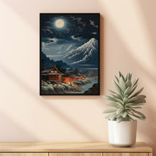 Night Japanese Mountain Landscape Poster - Enchanting Night Mountain Wall Art