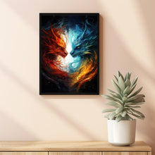 Eternal War - Fire Dragon vs Ice Dragon Poster - Dragon Wall Art - Oil Painting Style