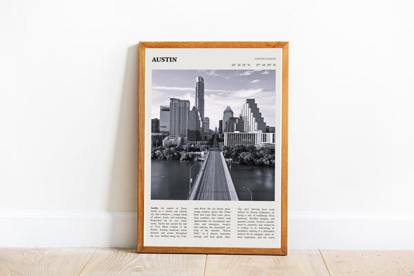 Austin Texas Wall Art Poster Poster  Austin Texas Black White Poster  Poster  Art Gift 1694890889