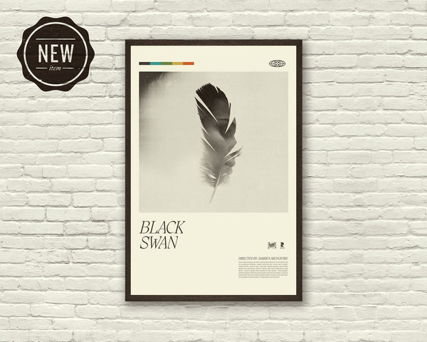 BLACK SWAN Inspired Poster, Natalie Portman, Swan Lake, Art Print - Mid-Century Modern, Black and white, Swiss, Poster 1312098880