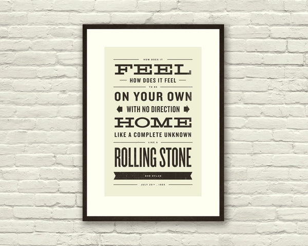 BOB DYLAN Inspired, Like A Rolling Stone Lyric Poster - 11 x17 Typography Art Print, Modern Poster, Retro Home, Vintage, Folk Rock Music 97742029