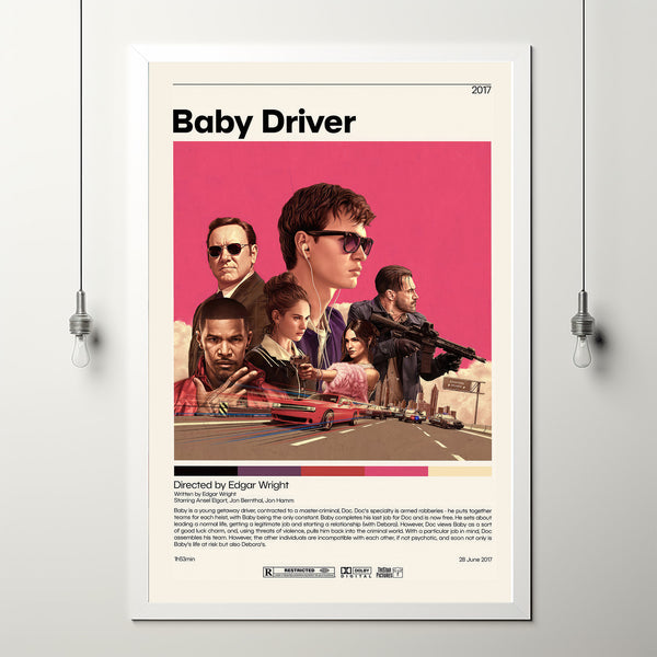 Baby Driver by Edgar Wright Minimalist Movie Poster | Vintage Retro Art Print | Customizable Wall Art for Home Decor