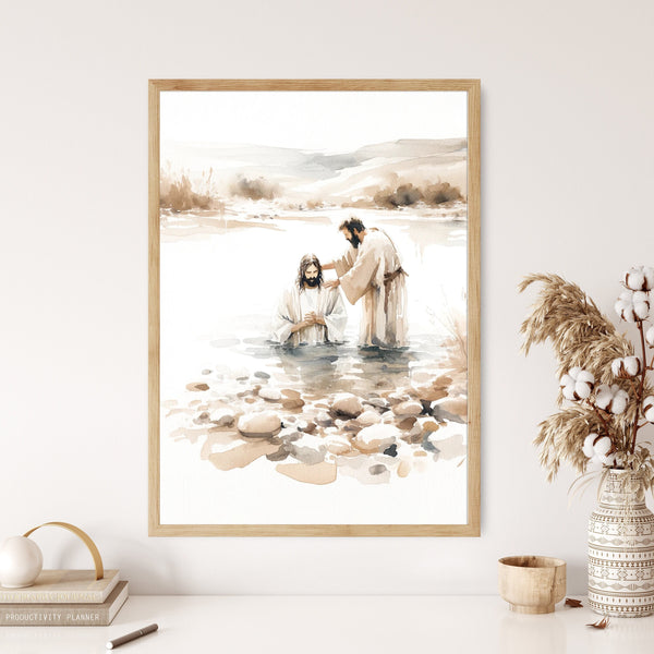 Baptism of Jesus Christ and St. John Poster Baptized Holy Bible Print Living Room Home Decor Frame Canvas Christian Wall Art Decor Bible 1601240155
