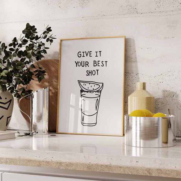 Bar Art Print Liquor Poster Give It Your Best Shot Print Modern Bar Cart Wall Art Vodka Poster Tequila Print  Wall Art 1 Print 1491858186
