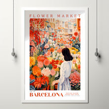 Barcelona Flower Market Poster, Botanical Wall Art, Orange Rose, Yellow Peony, Floral Wall Decor, Flower Illustration Print, Trendy Wall Art