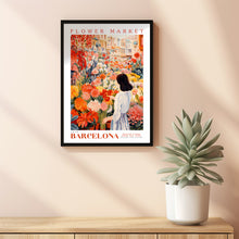 Barcelona Flower Market Poster, Botanical Wall Art, Orange Rose, Yellow Peony, Floral Wall Decor, Flower Illustration Print, Trendy Wall Art