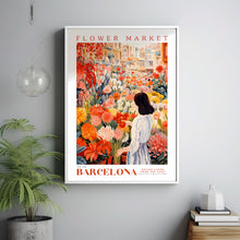 Barcelona Flower Market Poster, Botanical Wall Art, Orange Rose, Yellow Peony, Floral Wall Decor, Flower Illustration Print, Trendy Wall Art