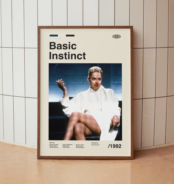 Basic Instinct Vintage Movie Poster - Michael Douglas Sharon Stone -  Midcentury Minimalist Wall Art Print 1501222486