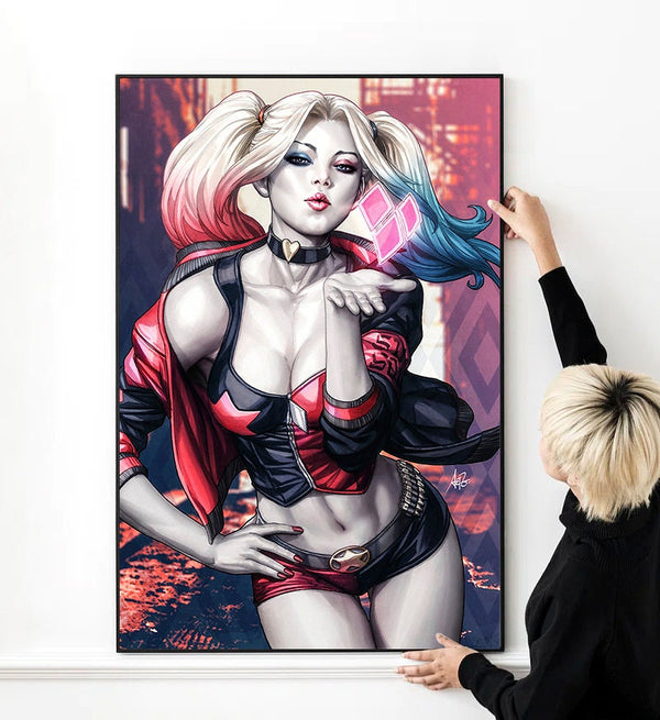 Batman - DC Comics Harley Quinn Kiss Poster High Quality Print Photo Wall Art Canvas Cloth Poster 1630577734