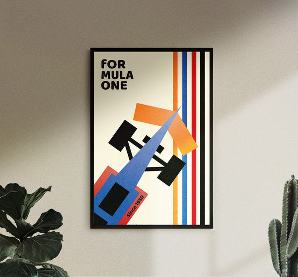 Bauhaus Inspired F1 Car Poster for Car Enthusiast, Wall Art, Gift, Car Print, Birthday, Wall Print, Fathers Day, Retro Wall Decor 1511557055