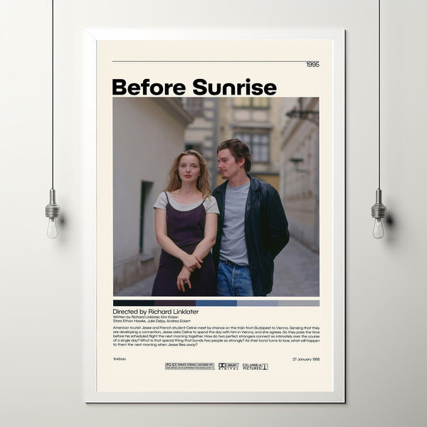Before Sunrise by Richard Linklater Minimalist Movie Poster | Vintage Retro Art Print | Customizable Wall Art for Home Decor