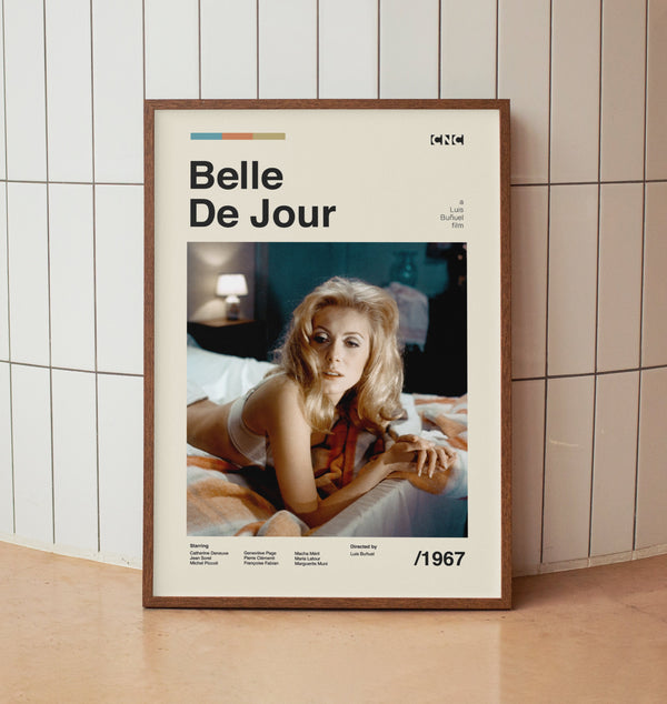 Belle De Jour Vintage Movie Poster - Catherine Deneuve - Minimalist Midcentury Wall Art Print 1475869413