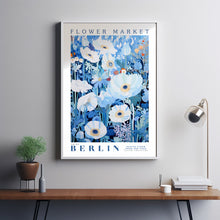 Berlin Flower Market Poster, Berlin Flower Painting Print, Floral Wall Art, Colorful Wall Art Abstract, Nature Abstract Print, Light Blue