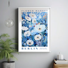 Berlin Flower Market Poster, Berlin Flower Painting Print, Floral Wall Art, Colorful Wall Art Abstract, Nature Abstract Print, Light Blue
