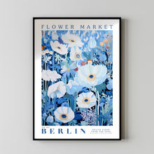 Berlin Flower Market Poster, Berlin Flower Painting Print, Floral Wall Art, Colorful Wall Art Abstract, Nature Abstract Print, Light Blue
