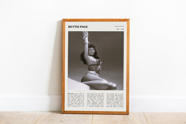 Bettie Mae Page Wall Art Poster Poster Bettie Mae Page Actress  Black White Poster  Poster  Art Gift 1688324562