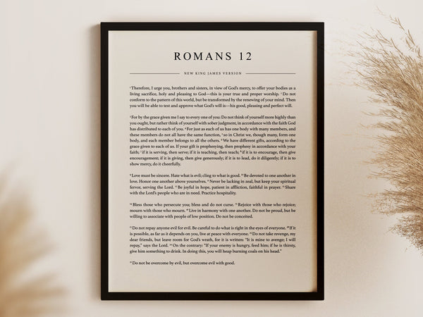 Bible Page Poster - Entire Chapter of Romans 12 (NKJV) Christian Bible Passage Art (Physical Poster) 1583472148