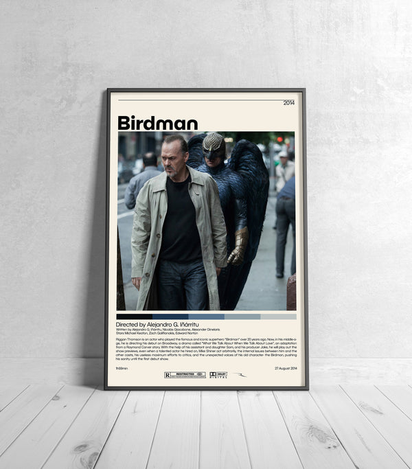 Birdman Movie Poster  Alejandro G. Iñárritu, Minimalist Movie Poster, Vintage Retro Art Print, Custom Poster, Wall Art Print, Home Decor 1242809497