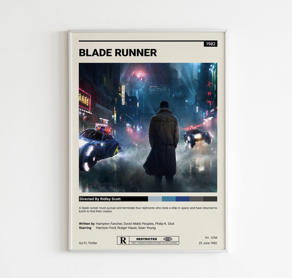 Blade Runner Movie Poster, Vintage Retro Art Print, Cult Movie Poster, Blade Runner 1982 Poster, 2 Types, Wall Art Print, Colorful Poster 1597778181