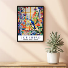 Bluebird Wall Art, bluebird painting, blue Wall Decor, colorful birds, bird wall art, bird art print, animal wall art, floral illustration