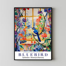 Bluebird Wall Art, bluebird painting, blue Wall Decor, colorful birds, bird wall art, bird art print, animal wall art, floral illustration