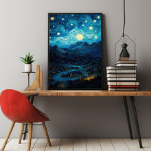 Blue Mountain and Village Wall Art - Picturesque Blue Mountain Poster | Ideal Gift for Art Enthusiasts