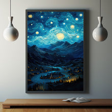 Blue Mountain and Village Wall Art - Picturesque Blue Mountain Poster | Ideal Gift for Art Enthusiasts