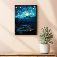 Blue Mountain and Village Wall Art - Picturesque Blue Mountain Poster | Ideal Gift for Art Enthusiasts